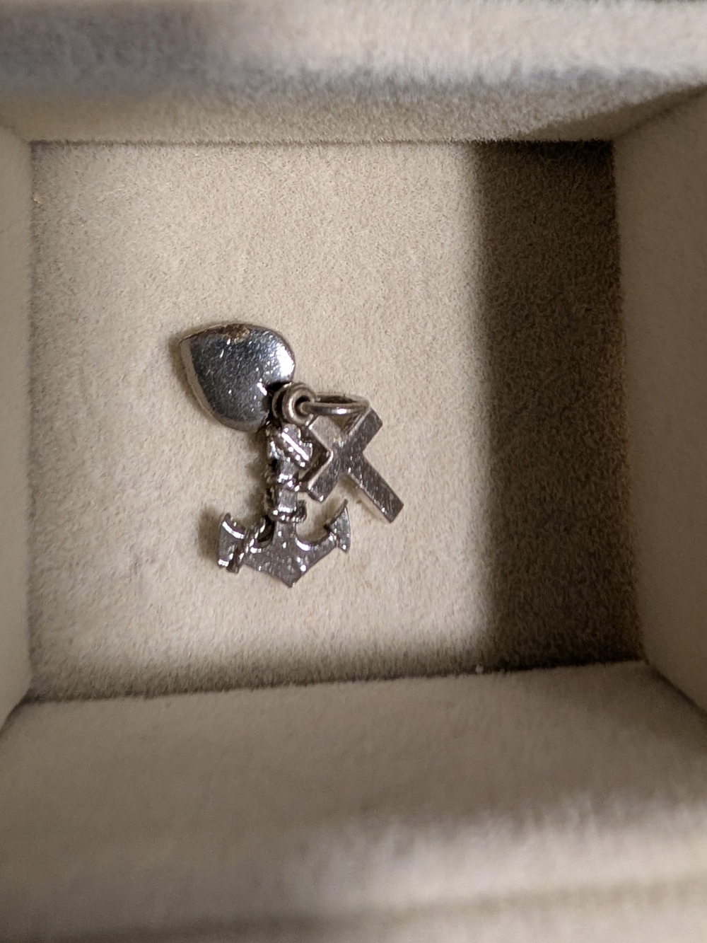 Silver Anchor, Heart And Cross Charm Pendant - Small